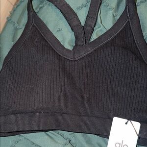 ALO Yoga Charcoal Ribbed Sports Bra